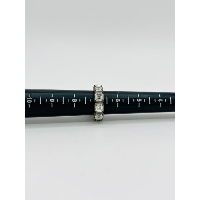 White Gia Asscher Cut Diamond Eternity Band in 18k Yellow Gold & Black Rhodium, Size 7 For Sale - Image 8 of 8