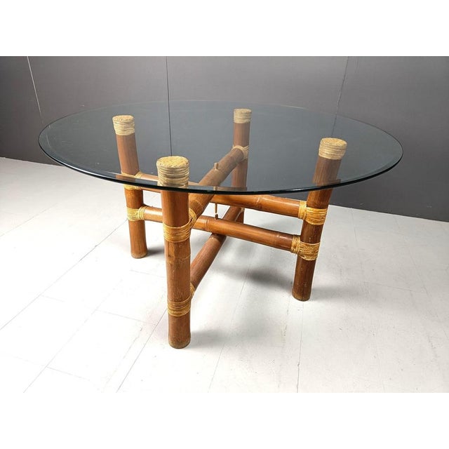 Wood Vintage Bamboo Dining Table, 1970s For Sale - Image 7 of 11