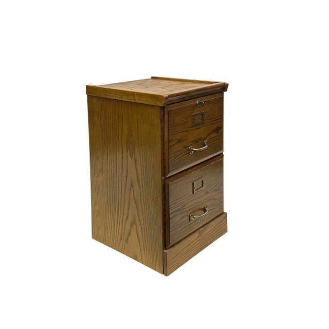 Vintage Light Brown 2 Drawers End Table Nightstand Cabinet For Sale - Image 4 of 6