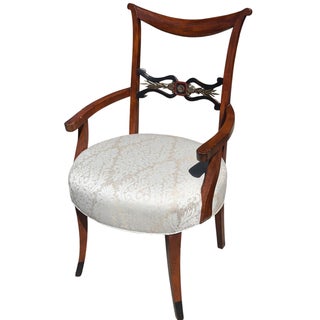 Antique Regency Style Mahogany & Ebony Arm Chairs For Sale