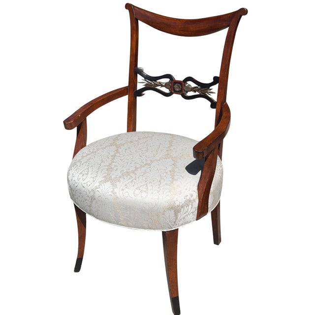Antique Regency Style Mahogany & Ebony Arm Chairs For Sale