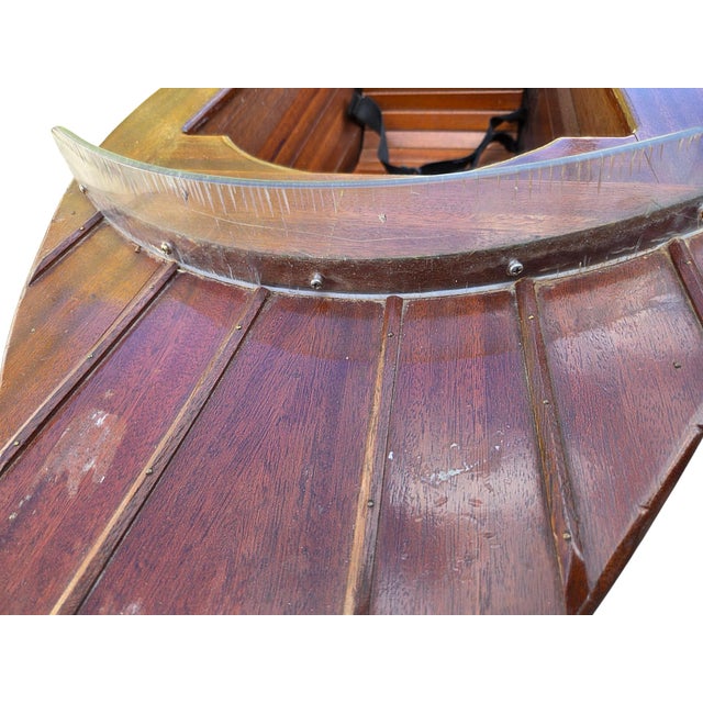 Wood Vintage Folk Art Speedboat Mahogany Runabout Boat Rocking Horse Chris Craft Style For Sale - Image 7 of 18