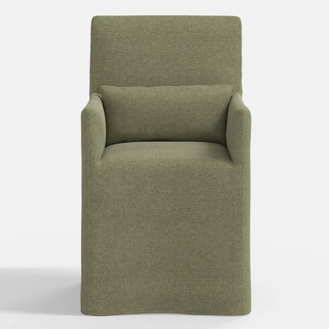 Cloth & Company Stoffer Home x Cloth & Company Lindy Slipcover Dining Arm Chair in Textured Linen Laurel For Sale - Image 4 of 7