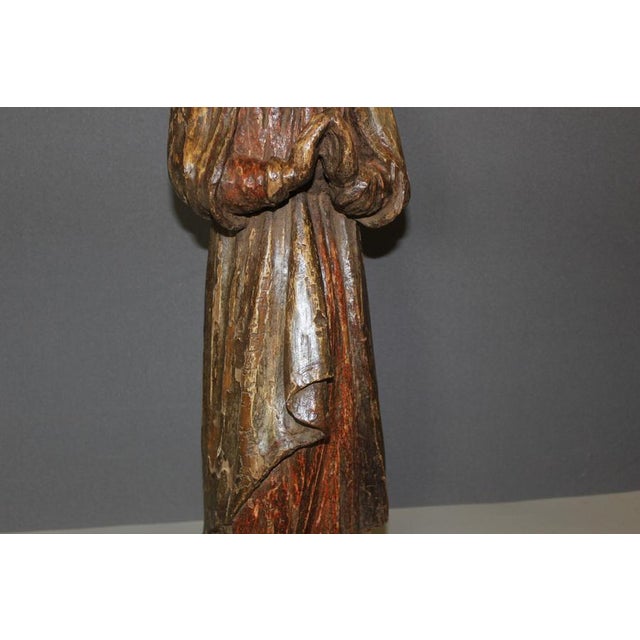 Carved Wood Saint Praying, Burgundy, Late 18th Century For Sale - Image 3 of 15