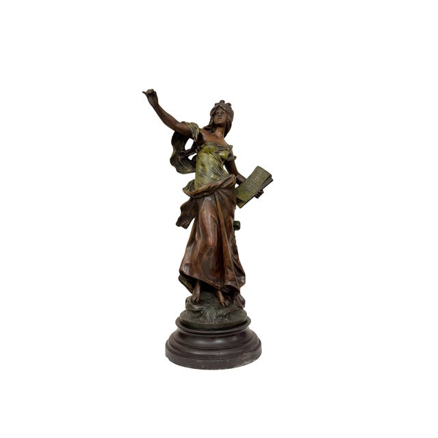 Auguste Moreau, Art Nouveau Allegorical Maiden, Late 19th Century, Spelter For Sale - Image 11 of 11