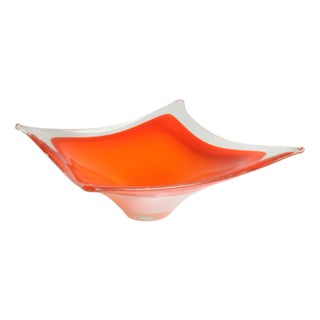 Orange Murano Glass Centrepiece Bowl, Italy, 1970s For Sale