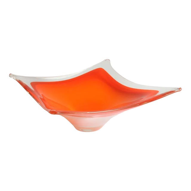 Orange Murano Glass Centrepiece Bowl, Italy, 1970s For Sale