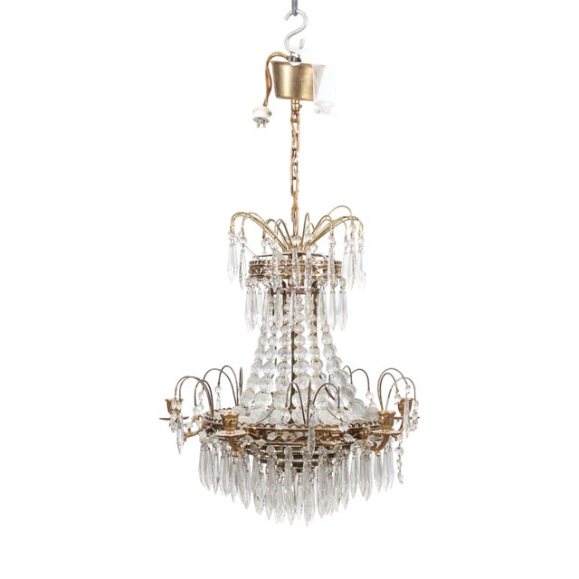 Swedish Chandelier with Prisms, 1890s For Sale