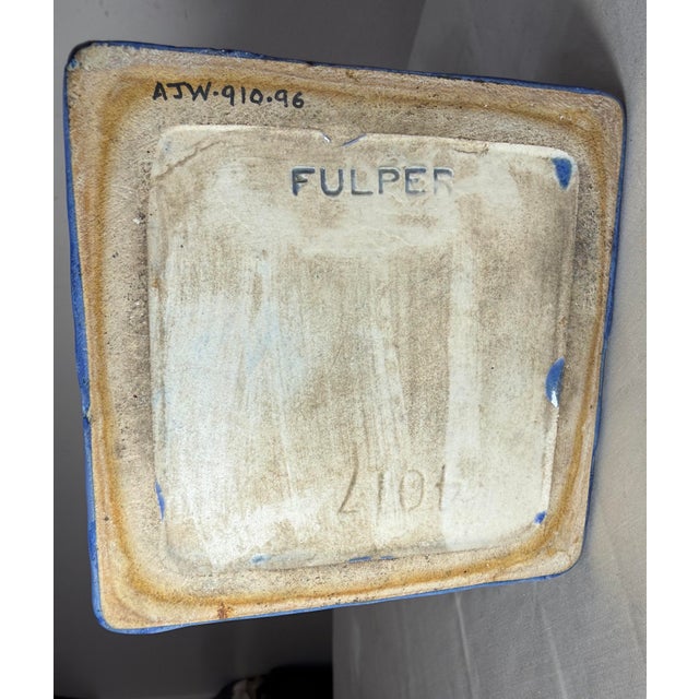 Large Antique Early 20th Century Blue Drip Glaze Fulper Urn Planter Vase For Sale - Image 10 of 12