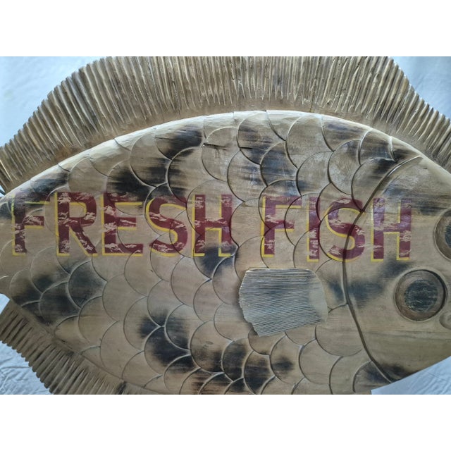 Carved Flounder Trade Sign "Fresh Fish" For Sale - Image 11 of 12