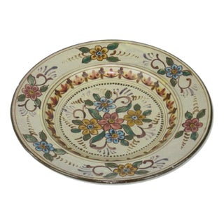 Mid 20th Century Platter 12" Earthenware Hand Painted from Portugal Signed - Rustica Lisboa For Sale