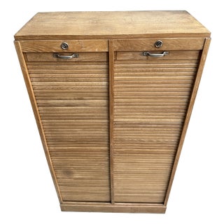 Double Tambour Door Filing Cabinet, 1950s For Sale