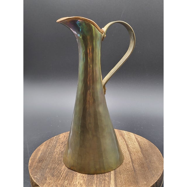 Antique Imperial Russian Hammered Brass Ewer Vase Pitcher 1880 1917 Tula Russia For Sale - Image 4 of 6