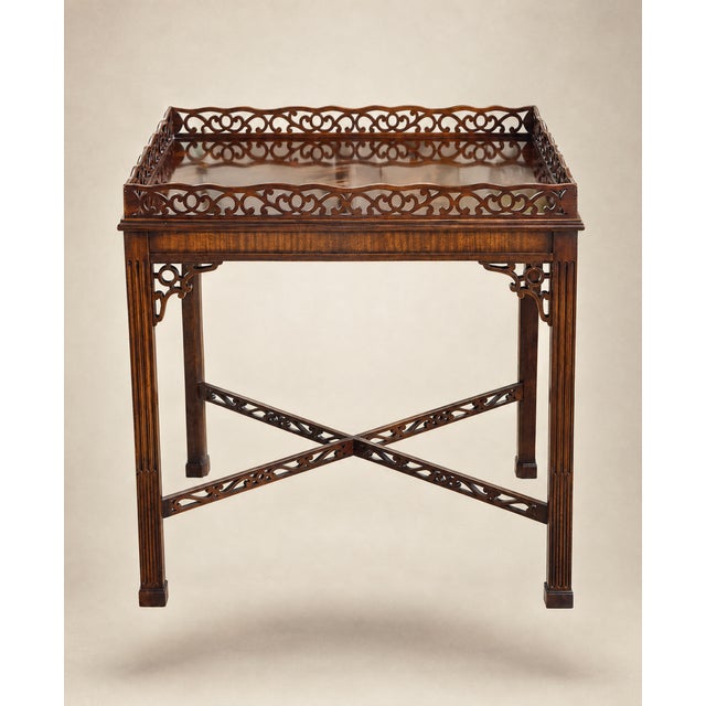 Chippendale Drexel Heritage Wood Serving Table W/ Pull-Out Trays For Sale - Image 3 of 9