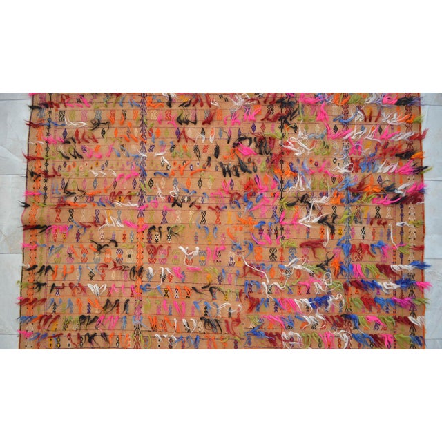 Handwoven Turkish Kilim Rug Anatolia Rug Antique Curtain - 6′7″ X 11′6″ For Sale - Image 11 of 16