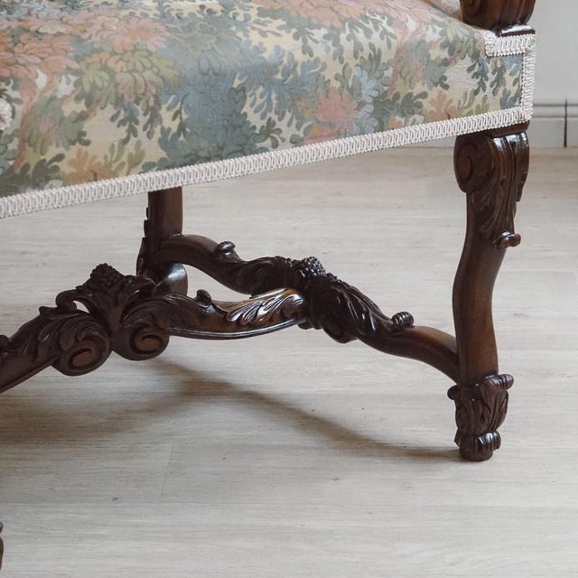 Louis XIV Armchair in Walnut, 1880 For Sale - Image 6 of 15