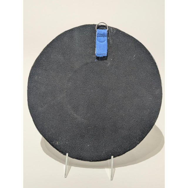 Vintage Round Blue Mirror in Ceramic For Sale - Image 4 of 5