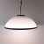 The beautiful large glass pendant lamp made in Italy in the 80s. A milky white dome is framed by black metal. Excellent...