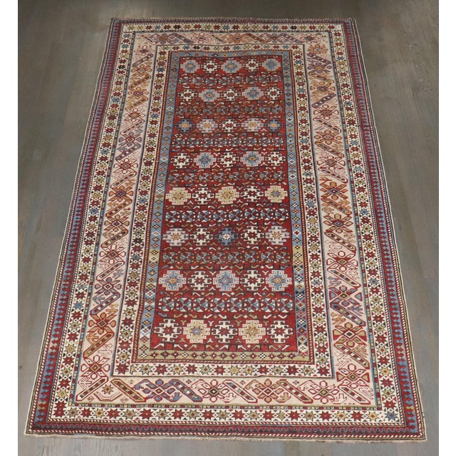 Brown 19th Century Antique Zabihi Collection Caucasian Chi Chi Kuba Rug - 4'10" x 8'6" For Sale - Image 8 of 9