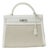 Hermès Kelly 32 Blanc Toile and Togo Palladium Hardware 2005 For Sale
