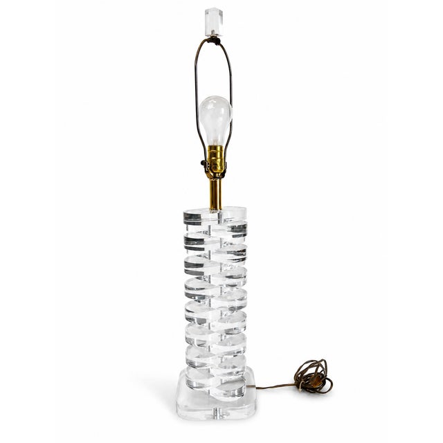 1970s 1970s Multi Stacked Lucite Table Lamp For Sale - Image 5 of 9