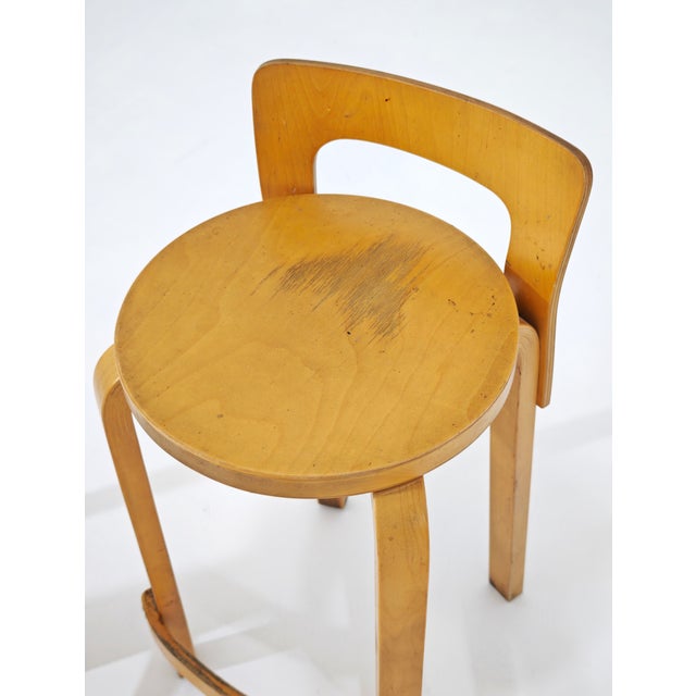 Artek Vintage Wooden Stools by Alvar Aalto for Artek, 1970s, Set of 4 For Sale - Image 4 of 18
