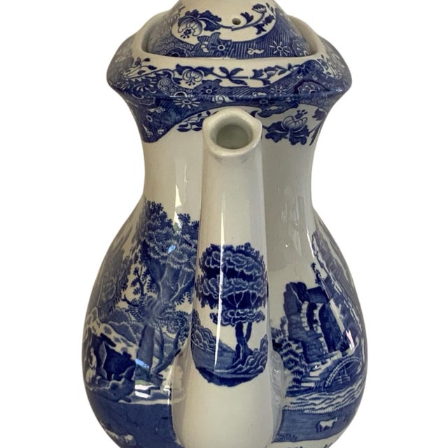 Spode Vintage Authentic Spode Blue Italian Large Coffee Pot England For Sale - Image 4 of 9