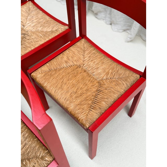 Red Red Stained Oak and Cane Chairs by Gerard Geytenbeek for ASZ Meubelen, Netherlands, 1960s, Set of 5 For Sale - Image 8 of 16