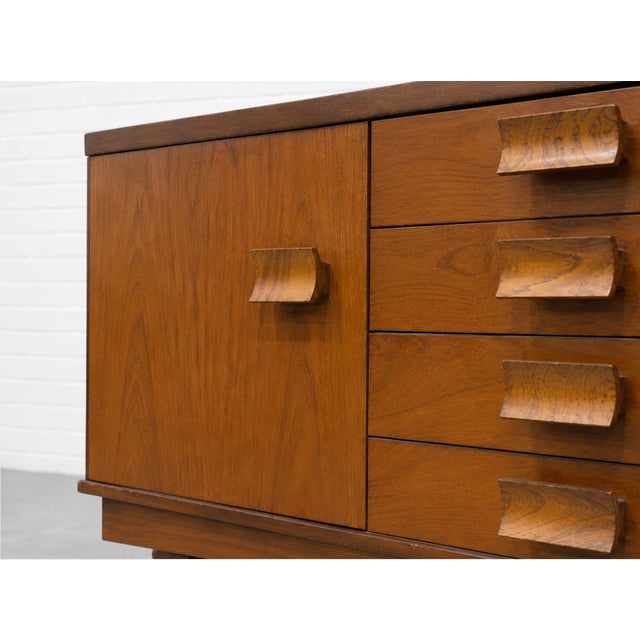 Extra Long Mid Century Modern Teak + Rosewood Credenza / Sideboard by Bath Cabinet Makers, Made in England, C. 1960's For Sale - Image 17 of 18