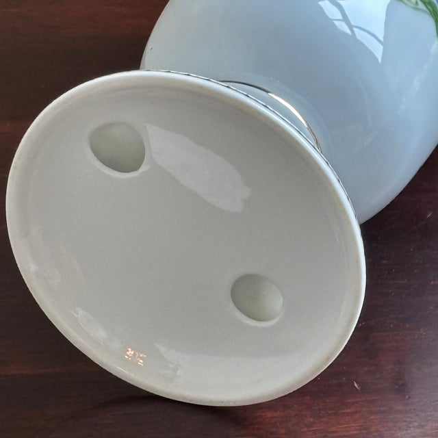 Vintage Porcelain Trumpet Vase W/ Blue Bellflower Motif For Sale - Image 18 of 18