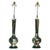 A fabulous pair of very tall Indo-Persian lamps. Drip enamel over silver colored metal, finely carved and is depicting the...