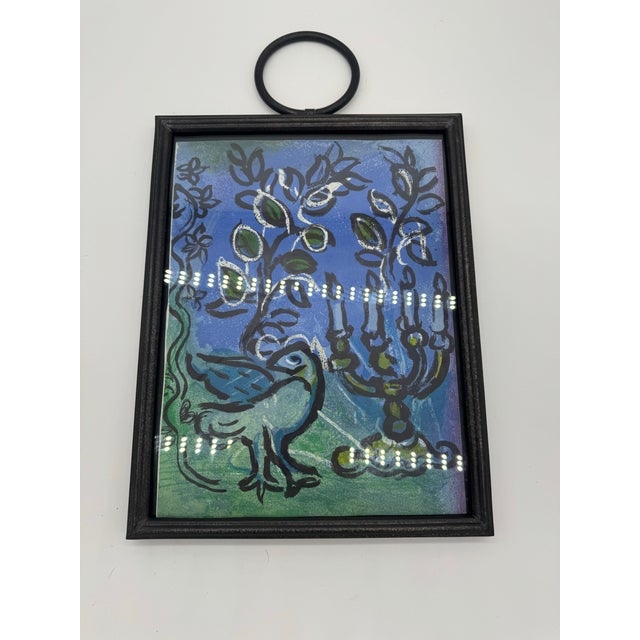 Metal 1962 Marc Chagall “The Candlestick” Original Color Lithograph, Jerusalem Windows For Sale - Image 7 of 12