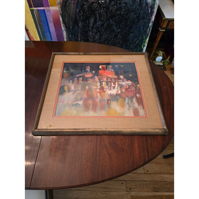 Vintage Mid Century Modern Watercolor Painting Impressionist For Sale - Image 9 of 12