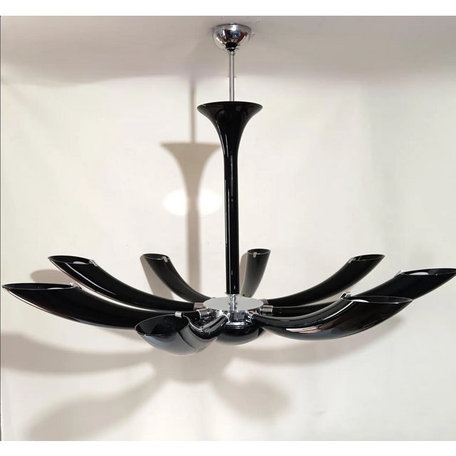 Murano Glass Nero Infinito Ceiling Light by Seguso For Sale - Image 6 of 12