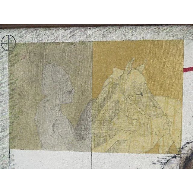 1970s 1970s Abstract Horse Portrait Mixed-Media Painting, Framed For Sale - Image 5 of 7