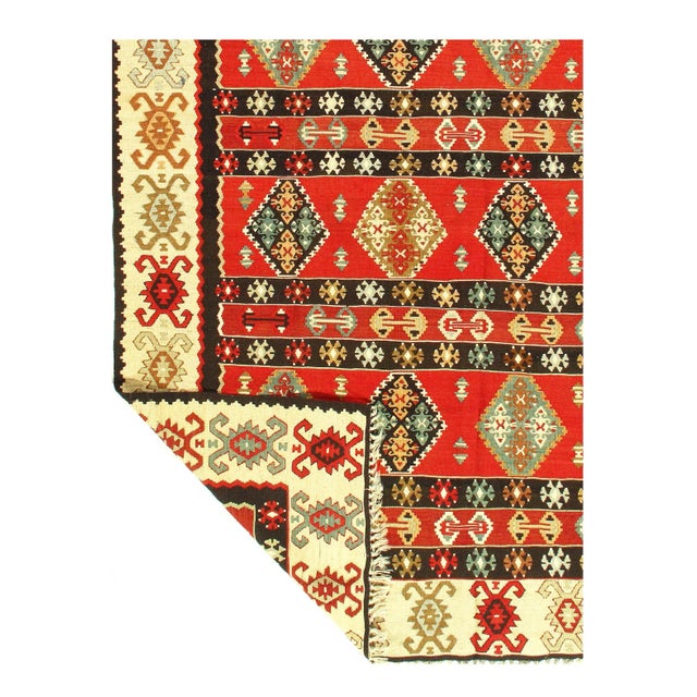 Traditional Rust Vintage Turkish Kilim 6'11" X 9'7" For Sale - Image 3 of 5