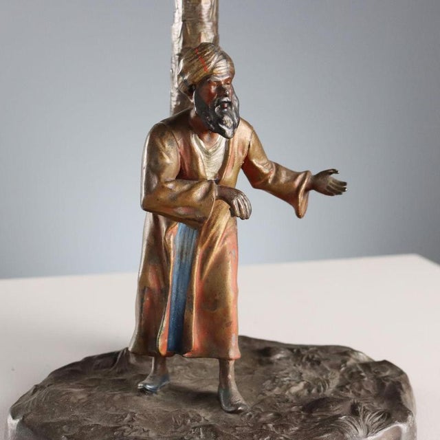 Oriental Man with Turban Sculpture in Metal For Sale - Image 3 of 9