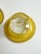 Early 20th Century Art Deco Glass Pedestal Compote or Candy Dish Yellow With Gold Trim, Fleur-De-Lis Handle For Sale - Image 12 of 16