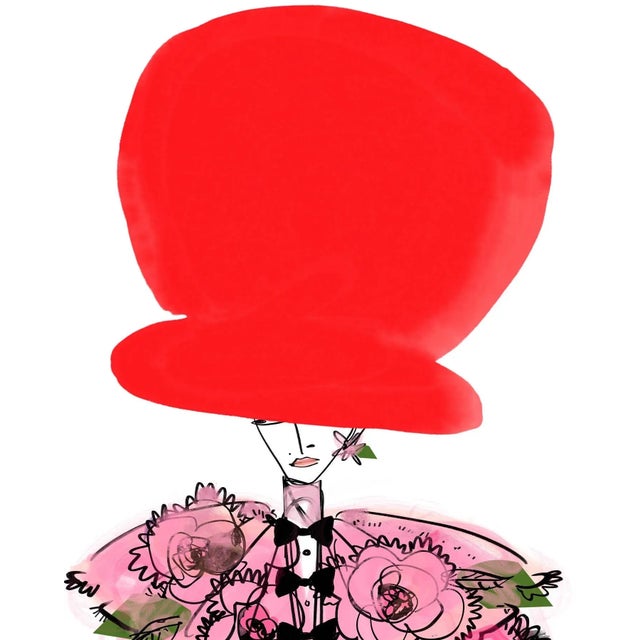 Chapeau rose et fleurs by Annie Naranian A Limited Edition Art Print of 5, numbered and personally signed by artist....