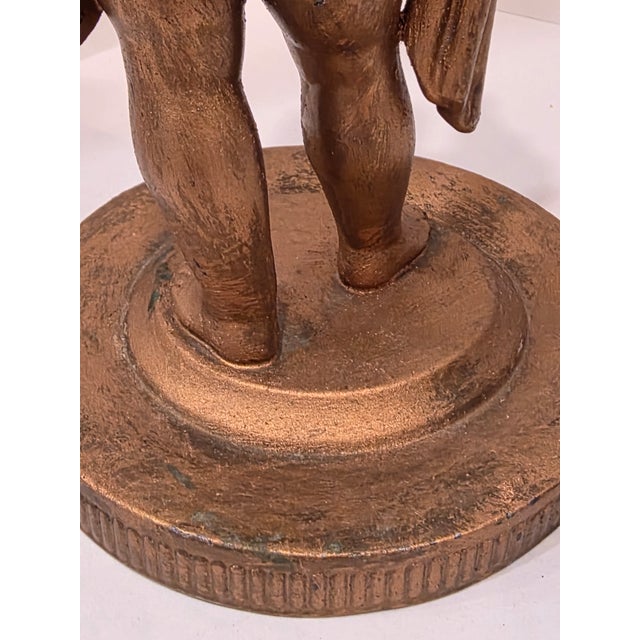 Antique Giltmetal Statue of a Little Girl Wearing a Heart Pendant Necklace For Sale In San Antonio - Image 6 of 15