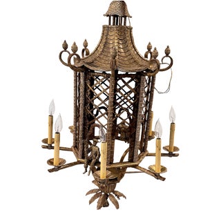 Mid 20th Century Palm Beach Regency Pagoda Chandelier—TWO Available For Sale