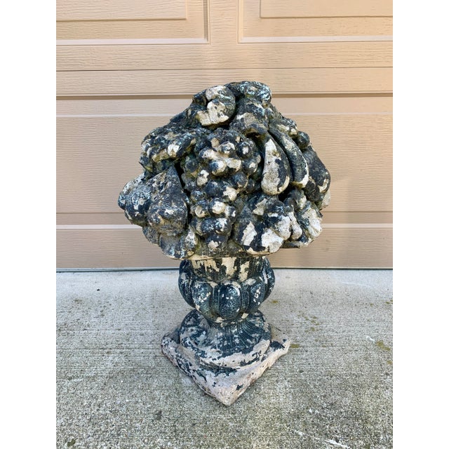 Gray Early 20th Century Neoclassical Cast Stone Fruit-Filled Urn For Sale - Image 8 of 10