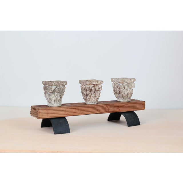 Brutalist Candle Holder With Architectural Medieval-Revival Capitals For Sale - Image 4 of 16