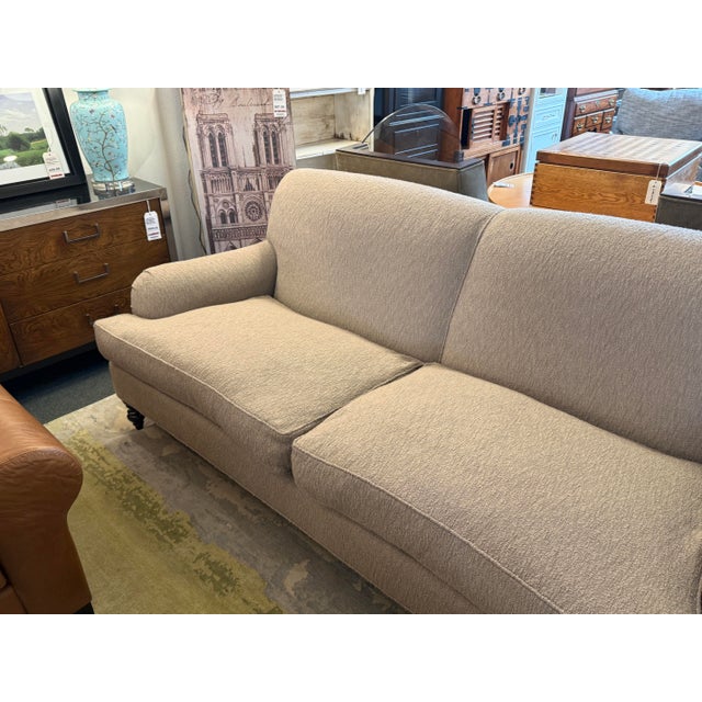 Tan J. Fitzgerald English Traditional Rolled Arm Sofa on Casters For Sale - Image 8 of 12