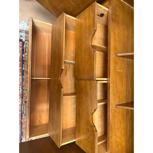 Late 20th Century Drexel Heritage Burlwood Hollywood Regency Armoire Cabinet For Sale - Image 9 of 12