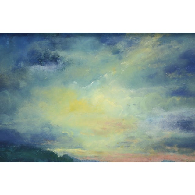 Impressionist Stormy Sunset Seascape With Purple, Yellow & Green by Vasil Papkov For Sale - Image 3 of 10