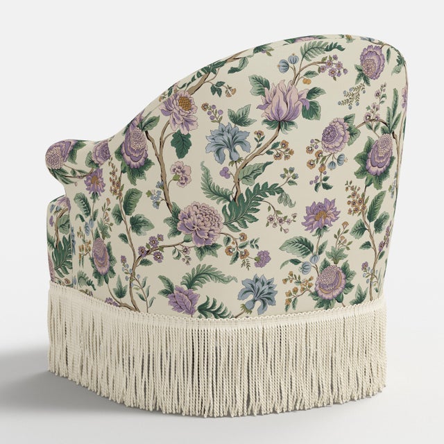Not Yet Made - Made To Order Josephine Fringe Chair in Lilac Tree of Life Floral For Sale - Image 5 of 8