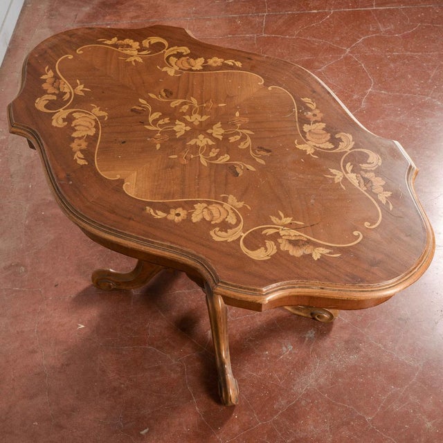 Vintage Inlaid Low Biscotti Shaped Coffee Table For Sale - Image 17 of 18