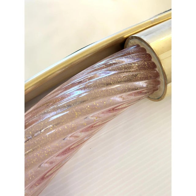 Scenographic Pink and Gold Mirror with Torchon Murano Style Glass by Simoeng For Sale - Image 4 of 11
