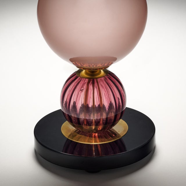 Pink Pink and Black Murano Glass Lamps For Sale - Image 8 of 9